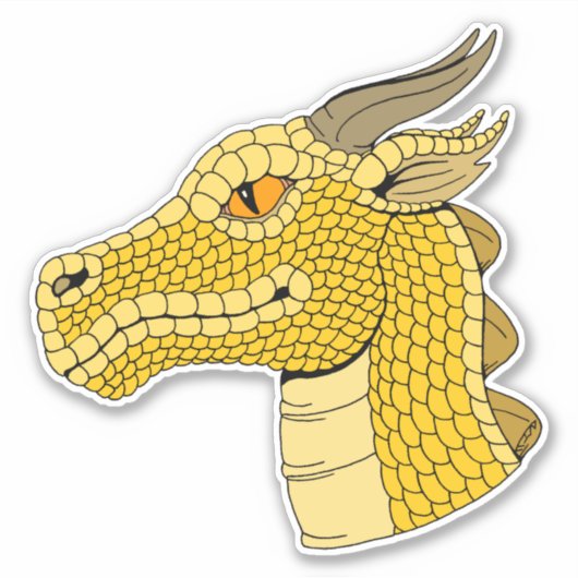 Gold Dragon Head in Profile Sticker (Voorkant)