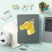 Gold Dragon Head in Profile Sticker (iPad Cover)