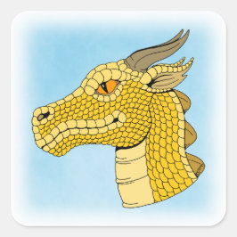 Gold Dragon Head in Profile Vierkante Sticker