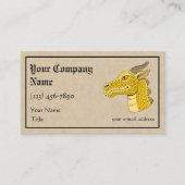 Gold Dragon Head in Profile Visitekaartje (Voorkant)