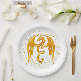 Gold Dragon in de Borden voor stervelpapier Papieren Bordje