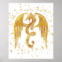 Gold Dragon in het Poster Stars op witte achtergro
