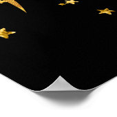 Gold Dragon in het Poster Stars op zwarte achtergr (Hoek)