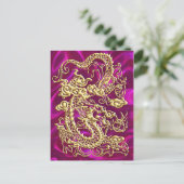 Gold Dragon Magenta Satin Lush Gold Kaart (Staand voorkant)