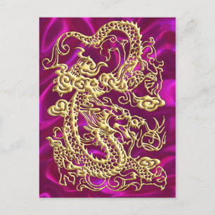 Gold Dragon Magenta Satin Lush Gold Kaart