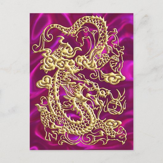 Gold Dragon Magenta Satin Lush Gold Kaart (Voorkant)