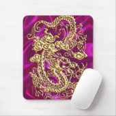 Gold Dragon Magenta Satin Lush Gold Mousepad Muismat (Met muis)