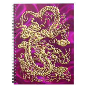 Gold Dragon Magenta Satin Lush Gold Notitieboek
