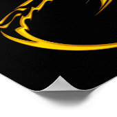 Gold Dragon met Kanji Symbol Poster (Hoek)