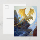 Gold Dragon op een Briefkaart met een cliff Fantas (Voorkant / Achterkant)
