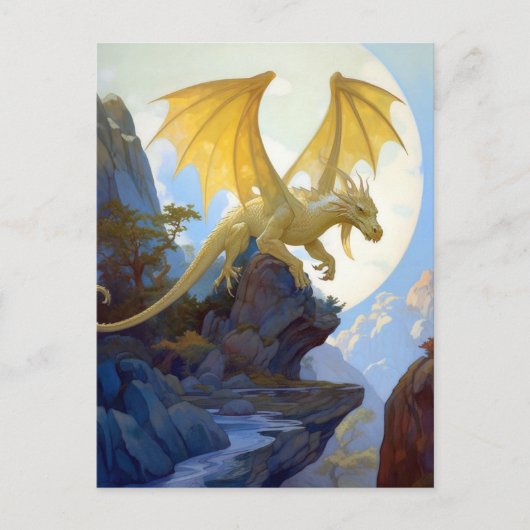 Gold Dragon op een Briefkaart met een cliff Fantas (Voorkant)
