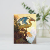 Gold Dragon op een Briefkaart met een cliff Fantas (Staand voorkant)