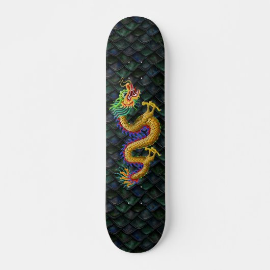 Gold Dragon op groene drakenschalen Persoonlijk Skateboard (Voorkant)