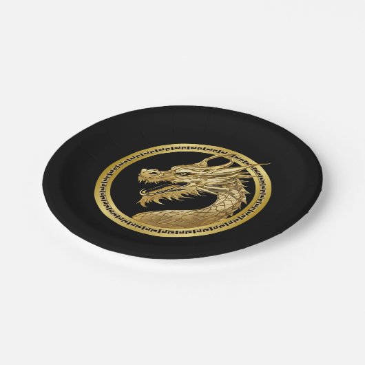 Gold Dragon Papieren Bordje (Gekanteld)