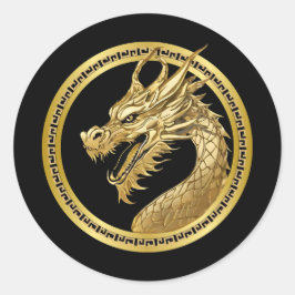 Gold Dragon Ronde Sticker