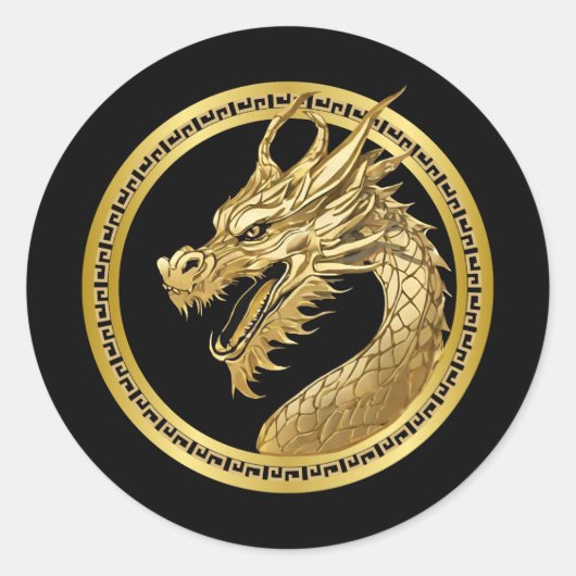 Gold Dragon Ronde Sticker (Voorkant)