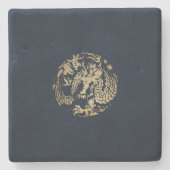 Gold Dragon Stenen Onderzetter (Voorkant)