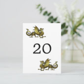 Gold Dragon Table Number Briefkaart (Staand voorkant)
