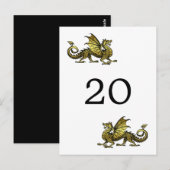 Gold Dragon Table Number Briefkaart (Voorkant / Achterkant)