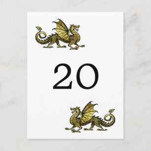 Gold Dragon Table Number Briefkaart