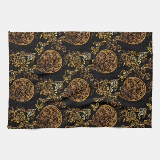 Gold Dragon Theedoek (Horizontaal)