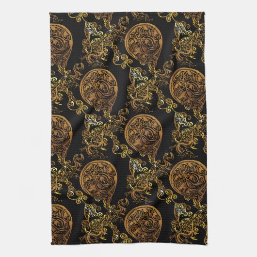 Gold Dragon Theedoek (Verticaal)