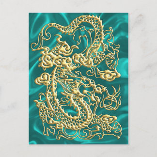 Gold Dragon Turquoise Satin Lush Gold Kaart