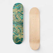 Gold Dragon Turquoise Satin Lush Skateboard (Voorkant)
