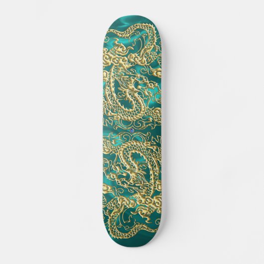 Gold Dragon Turquoise Satin Lush Skateboard (Voorkant)