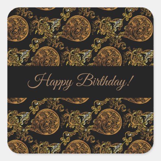 Gold Dragon Vierkante Sticker (Voorkant)