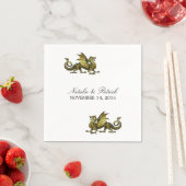 Gold Dragon Wedding Paper Napkins Servetten (Insitu)