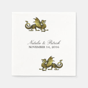 Gold Dragon Wedding Paper Napkins Servetten