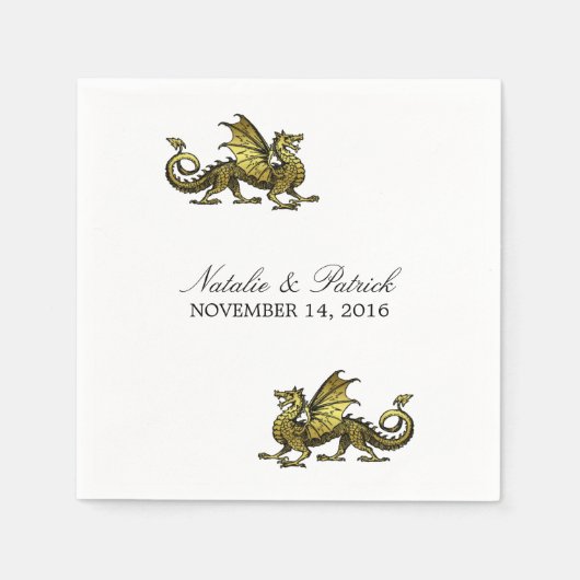 Gold Dragon Wedding Paper Napkins Servetten (Voorkant)