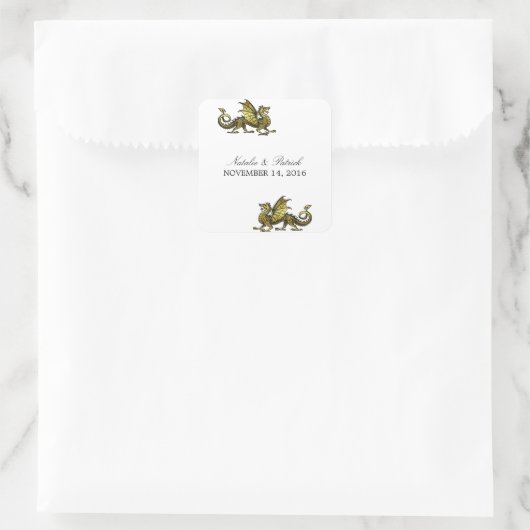 Gold Dragon Wedding Stickers (Tas)