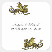 Gold Dragon Wedding Stickers (Voorkant)