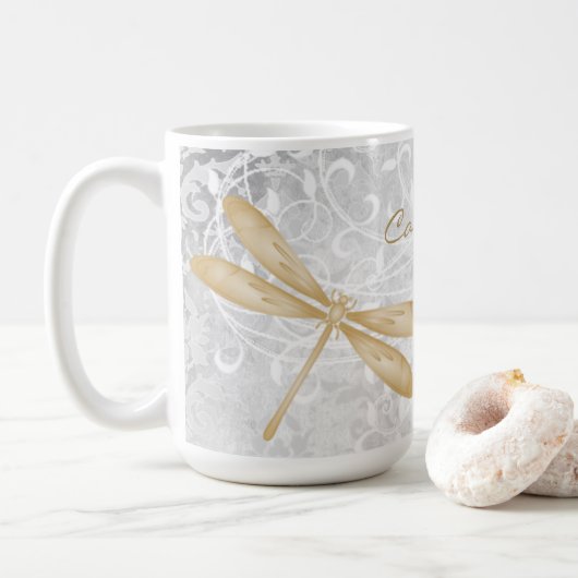 Gold Dragonfly - Aangepaste koffie-Mok Koffiemok (Met donut)