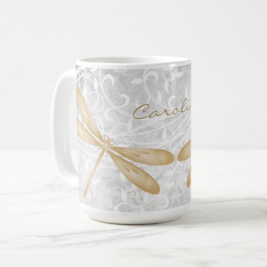 Gold Dragonfly - Aangepaste koffie-Mok Koffiemok (Voorkant links)