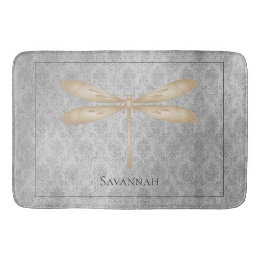 Gold Dragonfly Damask Badmat (Voorkant)