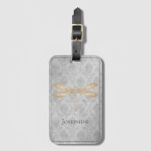Gold Dragonfly Damask Bagagelabel (Voorkant (verticaal))