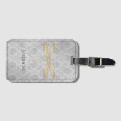 Gold Dragonfly Damask Bagagelabel (Voorkant (horizontaal))