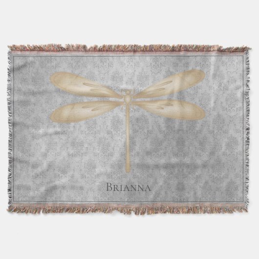 Gold Dragonfly Damask Deken (Voorkant)
