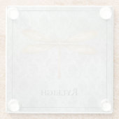 Gold Dragonfly Damask Glazen Onderzetter (Achterkant)