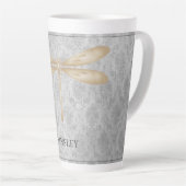 Gold Dragonfly Damask Latte Mok (Rechterhoek)