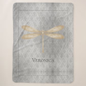 Gold Dragonfly Damask Sherpa Deken (Voorkant)