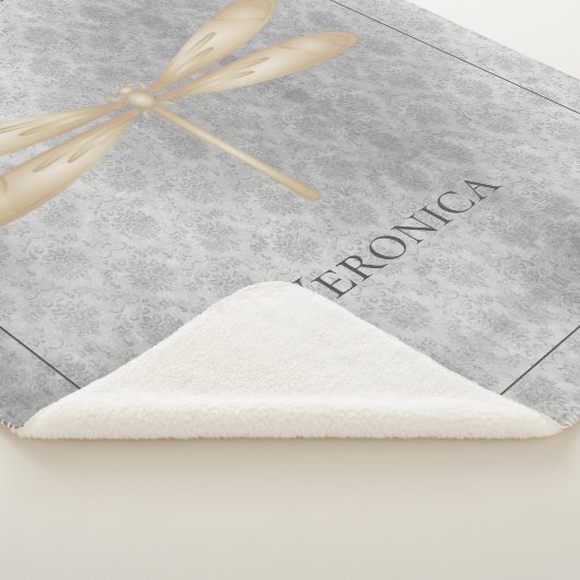 Gold Dragonfly Damask Sherpa Deken (3/4)