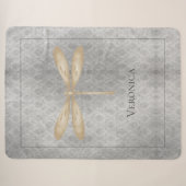 Gold Dragonfly Damask Sherpa Deken (Voorkant (horizontaal))