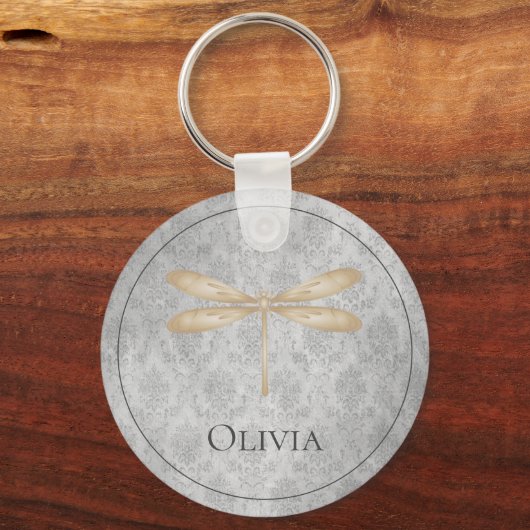 Gold Dragonfly Damask Sleutelhanger (Achterkant)