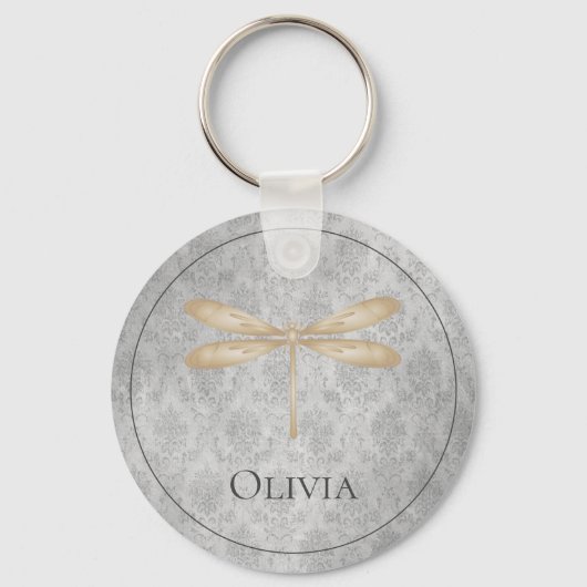 Gold Dragonfly Damask Sleutelhanger (Achterkant)