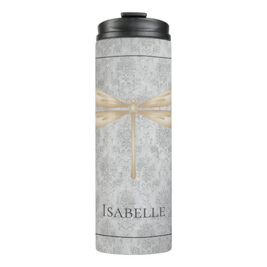 Gold Dragonfly Damask Thermosbeker (Voorkant)