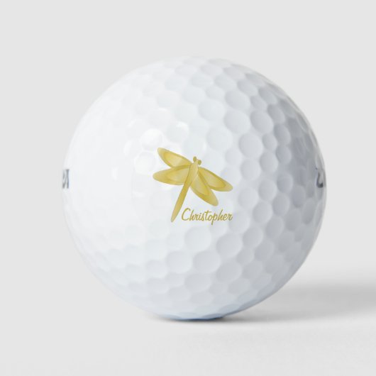 Gold Dragonfly Design Golfballen (Voorkant)
